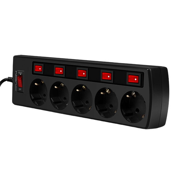 Prelungitor electric SVEN SF-05PL, 5 Prize, 3m, Negru, 7 image