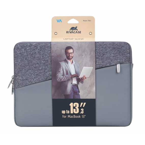 Geantă pentru Laptop RivaCase Egmont, 13.3", Polyester, Gri, 8 image