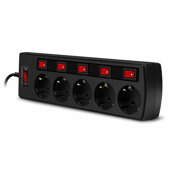 Prelungitor electric SVEN SF-05PL, 5 Prize, 3m, Negru, 2 image