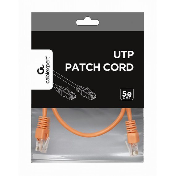 Patch cord Cablexpert PP12-0.5M/O, CAT5e UTP, 0,5m, Portocaliu, 2 image