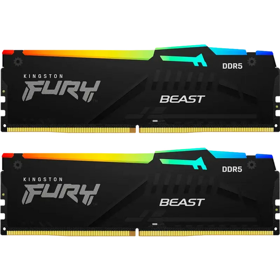 Memorie RAM Kingston FURY Beast RGB, DDR5 SDRAM, 5600 MHz, 128GB, KF556C36BBEAK2-128, 2 image
