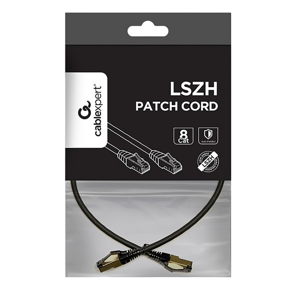 Patch cord Cablexpert PP8-LSZHCU-BK-0.5M, Cat8 S/FTP, 0,5m, Negru, 2 image
