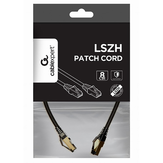 Patch cord Cablexpert PP8-LSZHCU-BK-0.5M, Cat8 S/FTP, 0,5m, Negru, 4 image