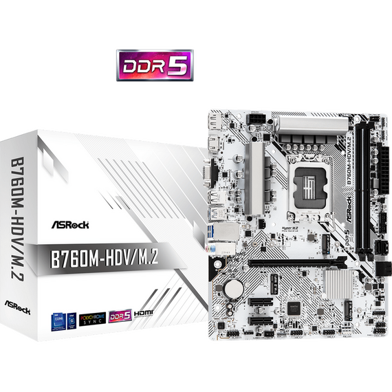 Placă de bază ASRock B760M-HDV/M.2, LGA1700, Intel B760, Micro-ATX, 3 image