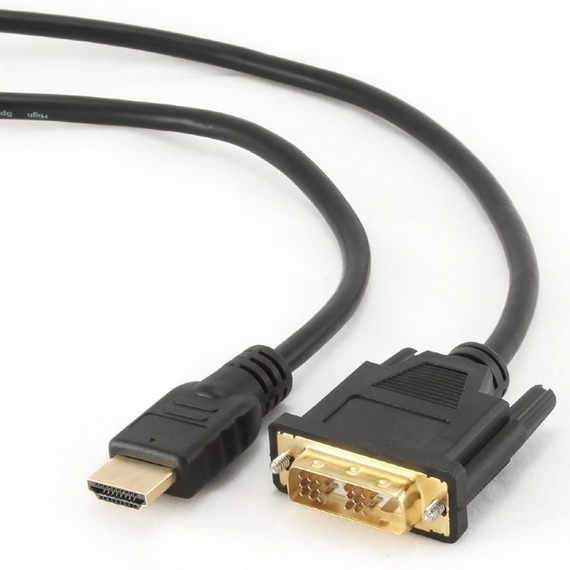 Cablu Video Cablexpert CC-HDMI-DVI-0.5M, HDMI (M) - DVI-I (M), 0,5m, Negru, 2 image