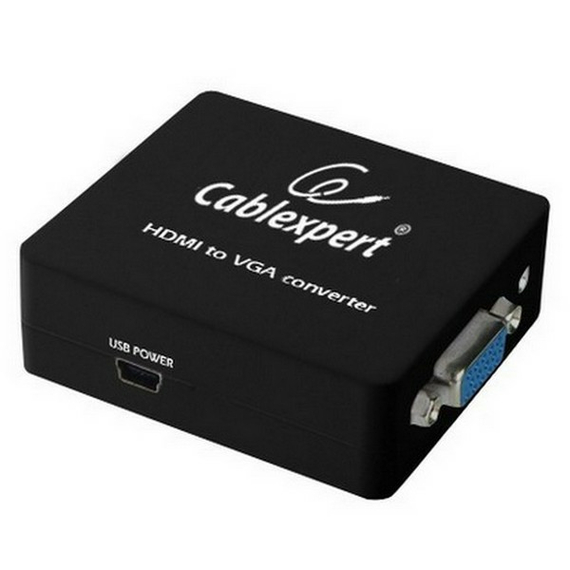 Convertor Video/Audio Cablexpert DSC-HDMI-VGA-001,  - VGA D-Sub + 3.5 mm Jack, Negru, 2 image