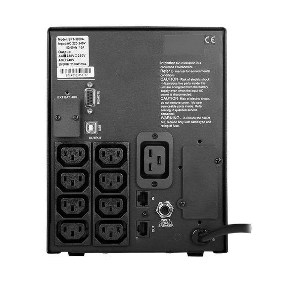 Sursă de alimentare neîntreruptibilă PCM SPT-3000, Linear-interactiv, 3000VA, Turn, 2 image