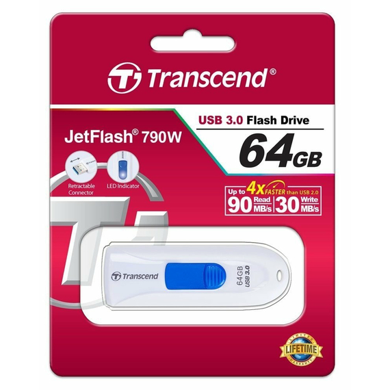 Memorie USB Transcend JetFlash 790, 64GB, Alb, 8 image