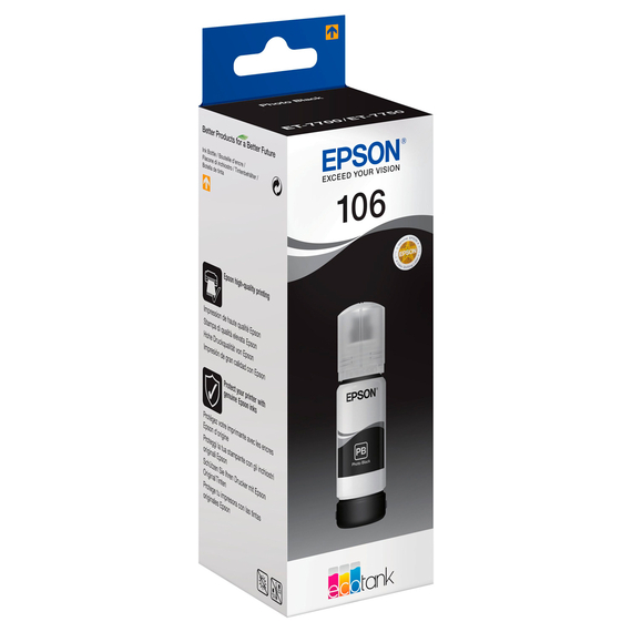 Recipient de cerneală Epson 106 EcoTank, C13T00R140, Negru foto, 3 image