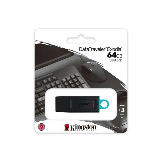 Memorie USB Kingston DataTraveler Exodia, 64GB, Negru/Albastru, 4 image