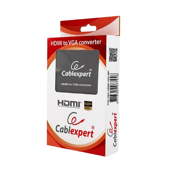 Convertor Video/Audio Cablexpert DSC-HDMI-VGA-001,  - VGA D-Sub + 3.5 mm Jack, Negru, 3 image