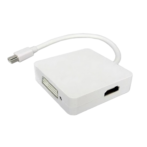 Convertor Video APC Electronic APC-531023, MiniDP (M) - HDMI (F) / DisplayPort (F) / DVI-D (F), 0,15m, Alb