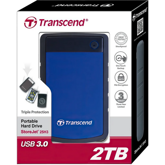 HDD portabil extern Transcend StoreJet 25H3B, 2 TB, Albastru Marin (TS2TSJ25H3B), 8 image