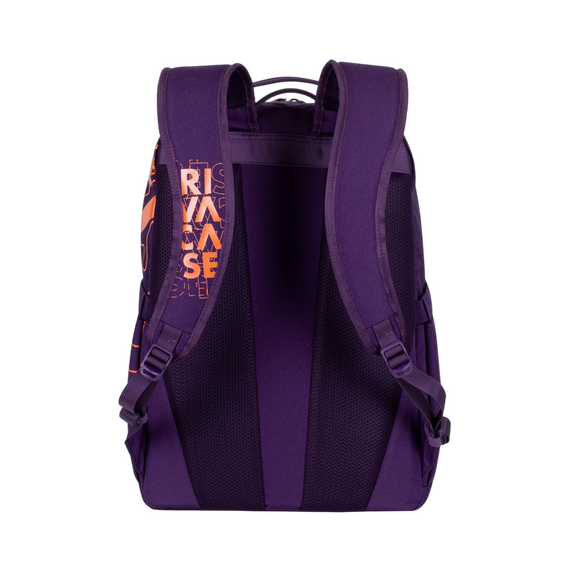 Rucsac zilnic RivaCase Heide, 15.6", Poliester, Violet/Portocaliu, 9 image