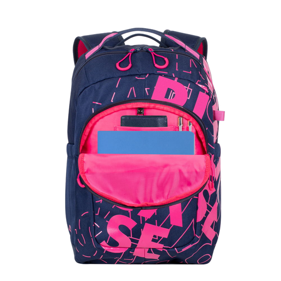 Rucsac zilnic RivaCase Heide, 15.6", Poliester, Albastru închis/Roz, 5 image