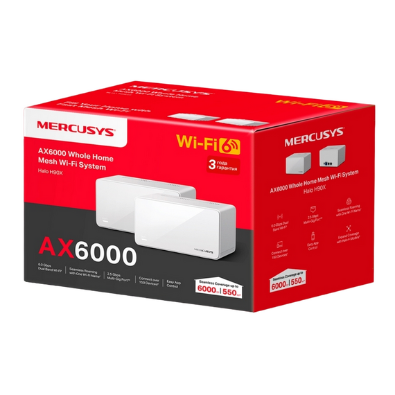 Sistem Wi-Fi Mesh MERCUSYS Halo H90X(2-pack), Wi-Fi, Alb, 3 image