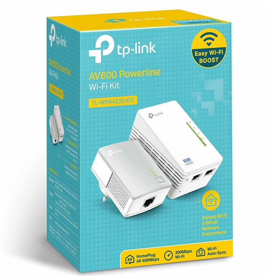 Wi-Fi + Powerline adapter TP-LINK TL-WPA4220 KIT, AV600, 600 Mbps, Alb, 2 image