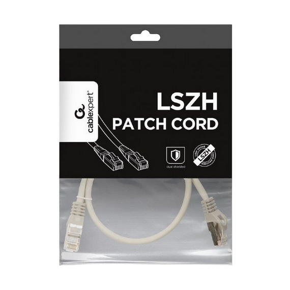 Patch cord Cablexpert PP6A-LSZHCU-0.5M, Cat6A SSTP, 0,5m, Gri, 2 image