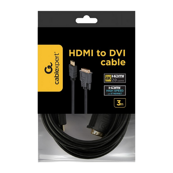 Cablu Video Cablexpert CC-HDMI-DVI-10, HDMI (M) - DVI-I (M), 3m, Negru, 3 image