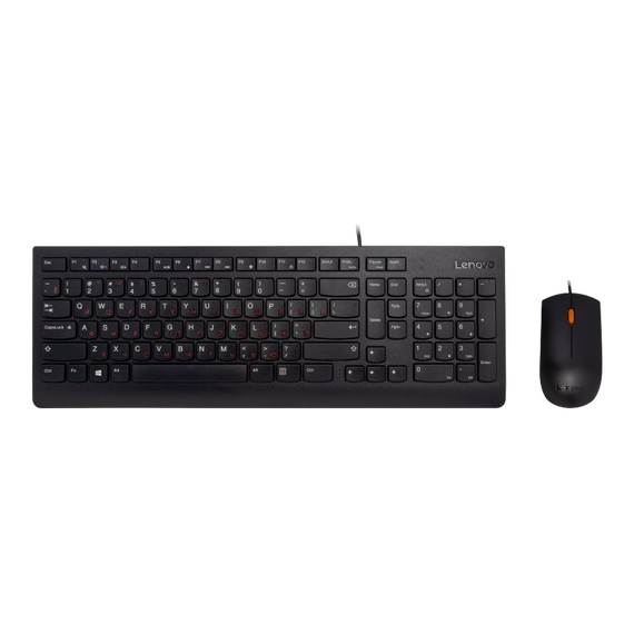 Set Tastatură + Mouse Lenovo 300 USB Combo, Cu fir, Negru