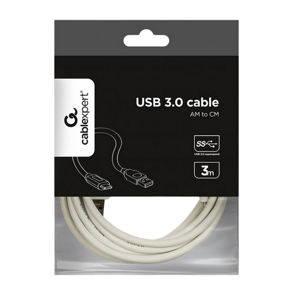 Cablu încărcare și sincronizare Cablexpert CCP-USB3-AMCM-W-10, USB Type-A/USB Type-C, 3m, Alb, 2 image