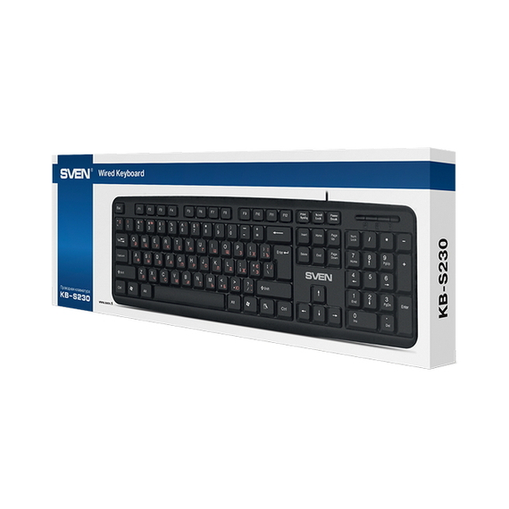 Tastatură SVEN KB-S230, Cu fir, Negru, 3 image