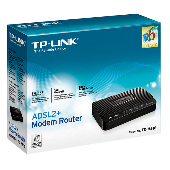 Modem ADSL TP-LINK TD-8816, ADSL/ADSL2/ADSL2 + până la 24 Mbps, Negru, 2 image