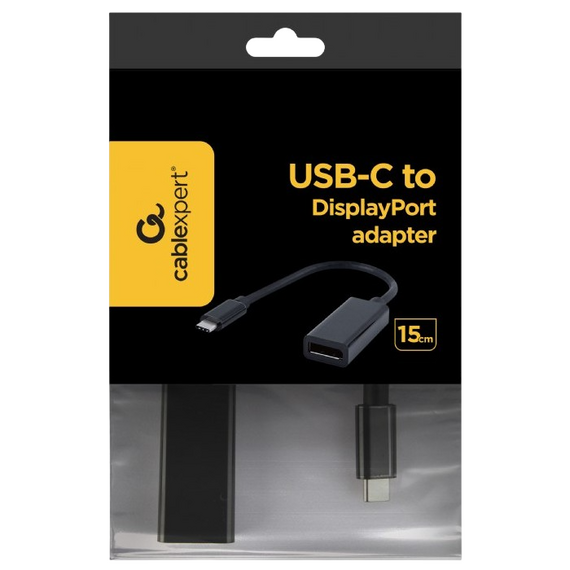 Adaptor Video Cablexpert A-CM-DPF-01, Type-C - DisplayPort (F), 0,15m, Negru, 3 image