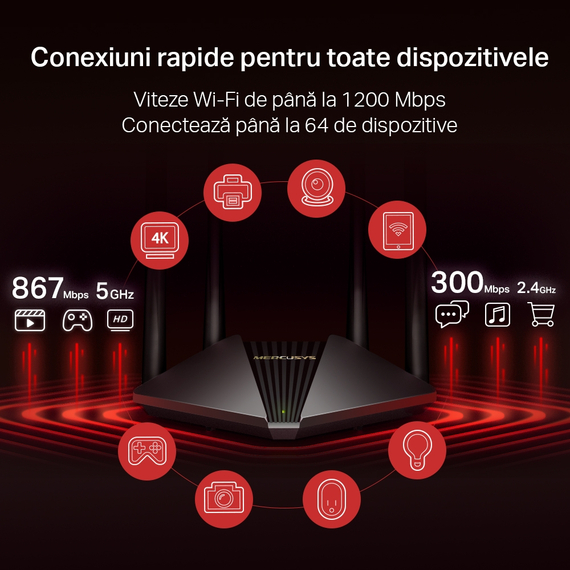 Router fără fir MERCUSYS MR30G, Negru, 2 image
