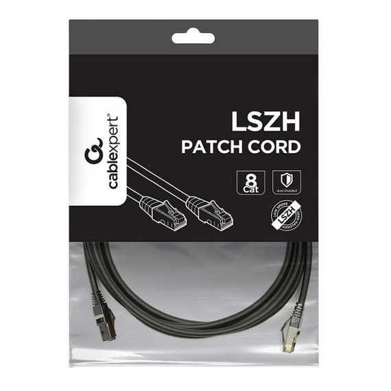 Patch cord Cablexpert PP8-LSZHCU-BK-2M, Cat8 S/FTP, 2m, Negru, 2 image