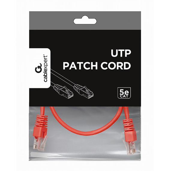 Patch cord Cablexpert PP12-0.5M/R, CAT5e UTP, 0,5m, Roșu, 2 image
