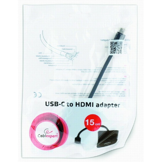 Adaptor Video Cablexpert A-CM-HDMIF-01, Type-C - HDMI (F), 0,15m, Negru, 3 image