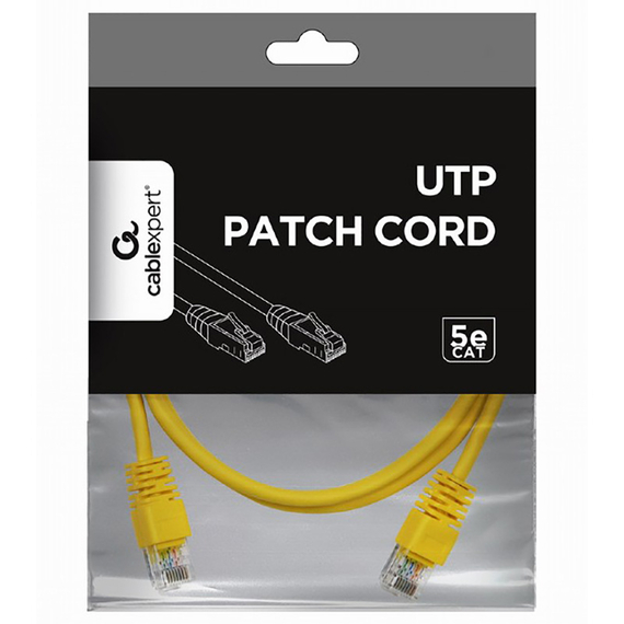 Patch cord Cablexpert PP12-1M/Y, CAT5e UTP, 1m, Galben, 2 image