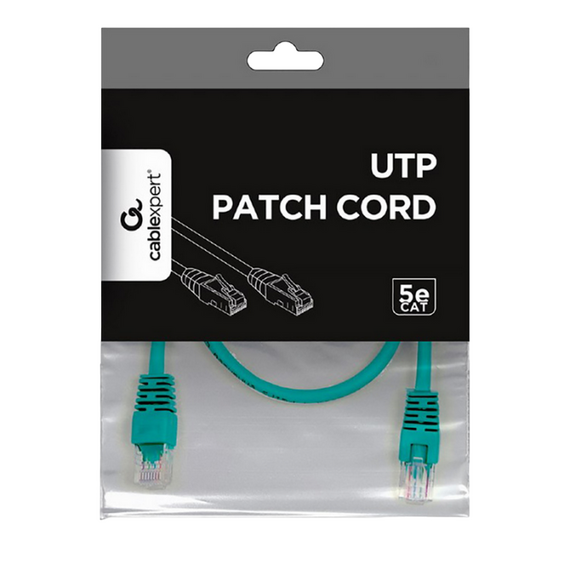 Patch cord Cablexpert PP12-0.5M/G, CAT5e UTP, 0,5m, Verde, 2 image