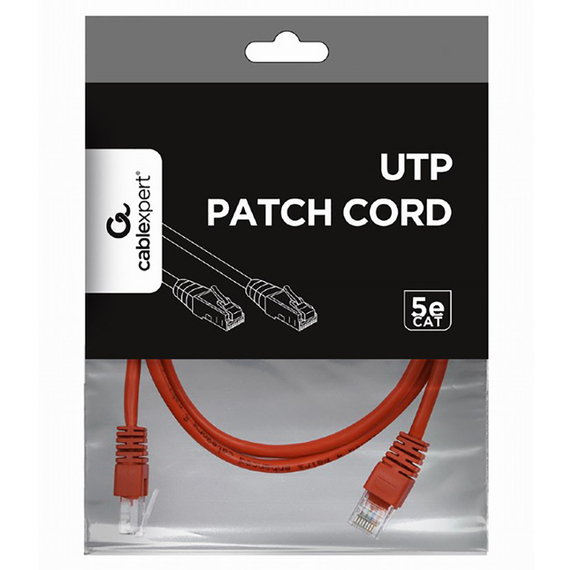 Patch cord Cablexpert PP12-2M/R, CAT5e UTP, 2m, Roșu, 2 image