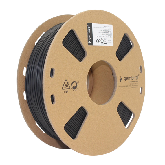 Filament pentru imprimantă 3D Gembird 3DP-TPE1.75-01-BK, TPE, Negru, 1.75 mm, 1kg, 2 image