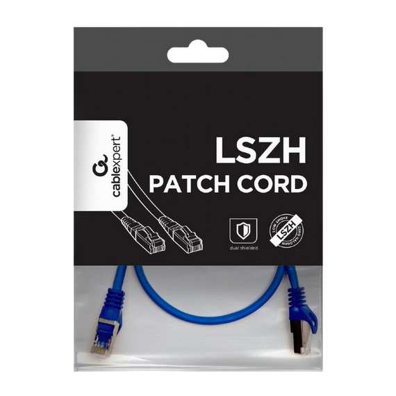 Patch cord Cablexpert PP6A-LSZHCU-B-0.5M, Cat6A SSTP, 0,5m, Albastru, 2 image