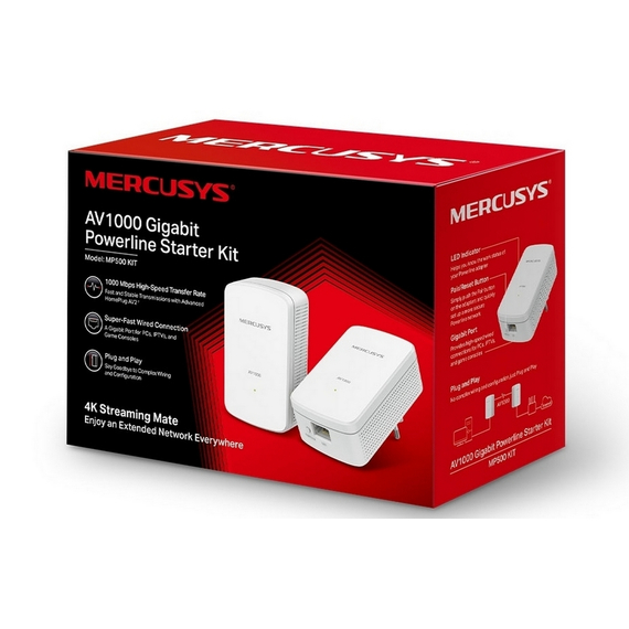 Powerline Adapter MERCUSYS MP500 KIT, AV1000, 1000 Mbps, Alb, 3 image