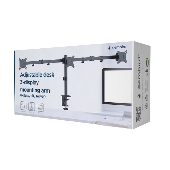 Suport birou pentru monitoare Gembird MA-D3-01, Negru, 3 image