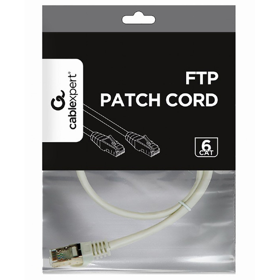 Patch cord Cablexpert PP6-0.5M, Cat6 FTP , 0,5m, Gri, 3 image