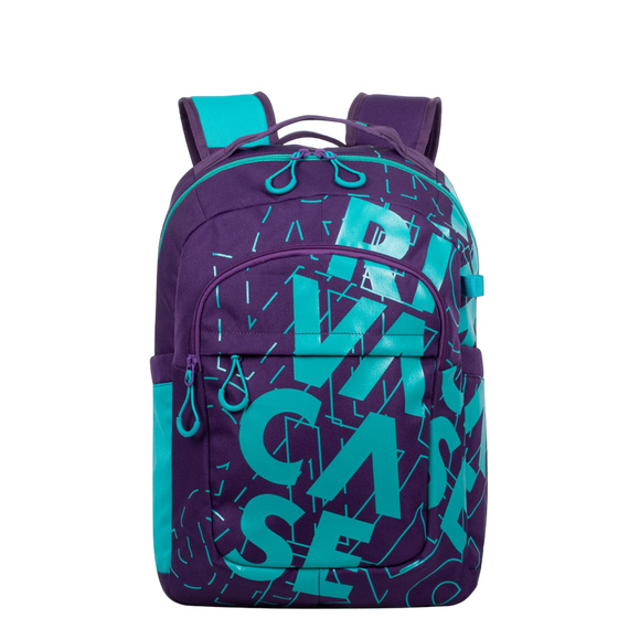 Rucsac zilnic RivaCase Heide, 15.6", Poliester, Violet/Acvamarin