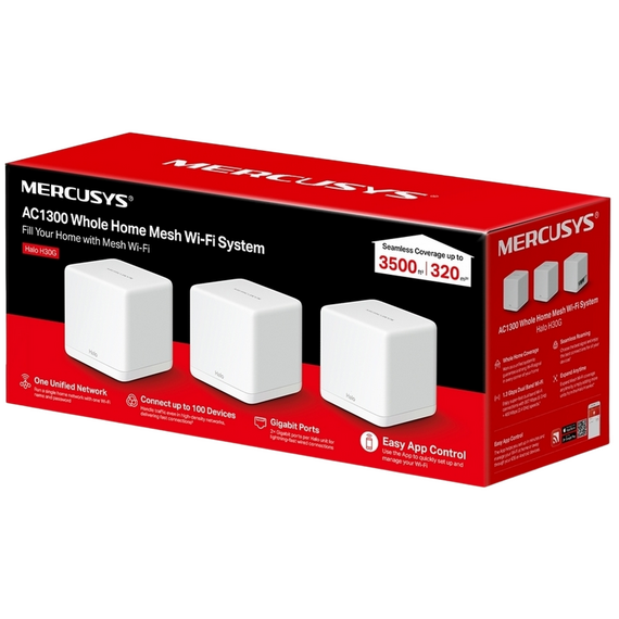 Sistem Wi-Fi Mesh MERCUSYS Halo H30G (3-pack), Alb, 3 image