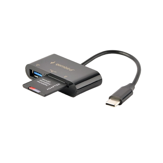 Cititor de carduri Gembird UHB-CR3-02, USB Type-C, Negru, 2 image