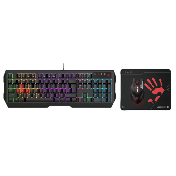 Set Tastatură + Mouse + Mouse Pad Bloody B1700 , Cu fir, Negru