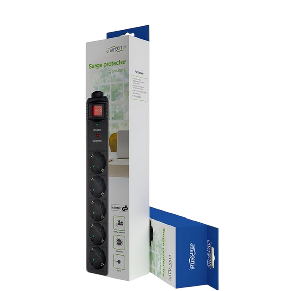 Prelungitor electric Gembird SPG5-C-5, 5 Prize, 1.5m, Negru, 2 image