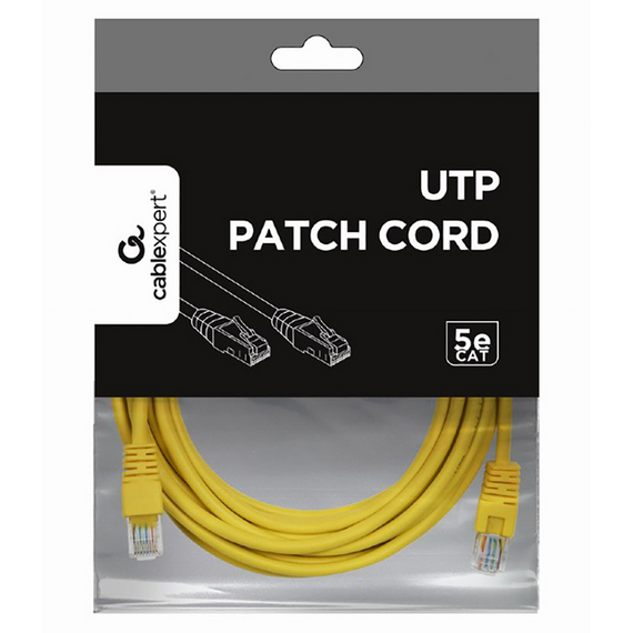 Patch cord Cablexpert PP12-5M/Y, CAT5e UTP, 5m, Galben, 2 image