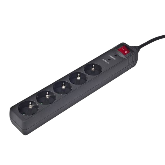 Prelungitor electric Gembird SPG5-C-5, 5 Prize, 1.5m, Negru