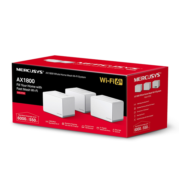 Sistem Wi-Fi Mesh MERCUSYS Halo H70X (3-pack), Alb, 3 image