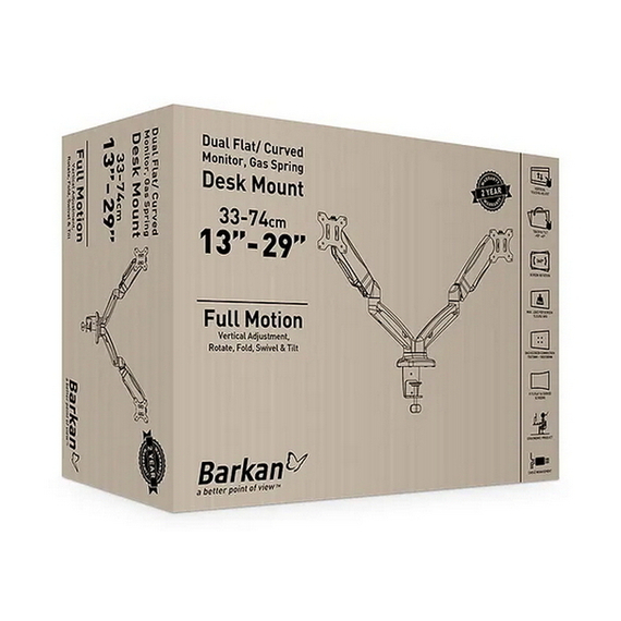 Suport birou pentru monitoare BARKAN M142P, Negru, 2 image