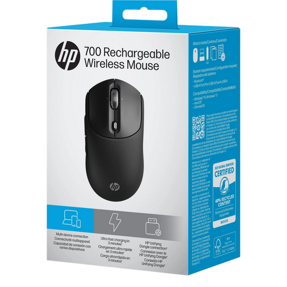 Mouse HP 700 Rechargeable, Negru, 2 image